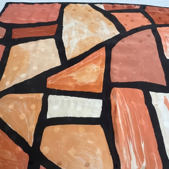 Silk Geometric Print Square Scarf 33”x34” NWOT Made In Italy - Picture 10 of 13